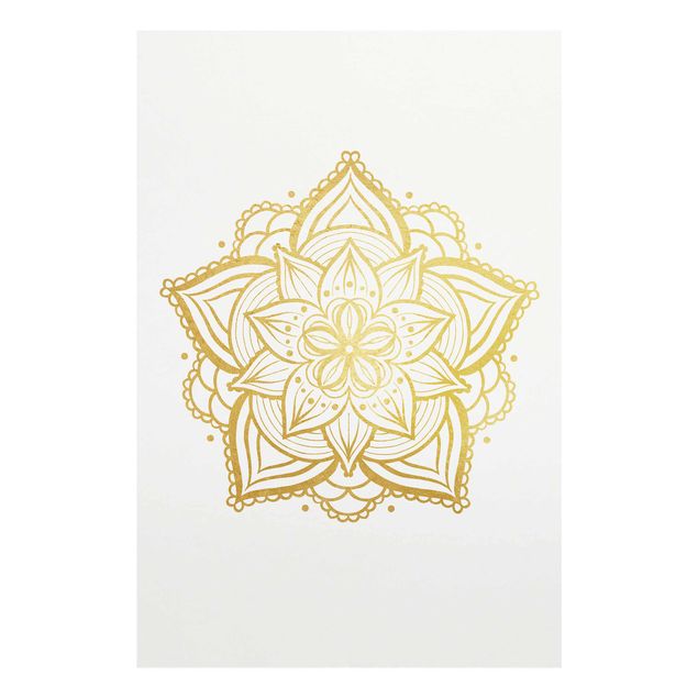 Quadro in vetro - Mandala Capo Illustrazione oro bianco - Orizzontale 2:3