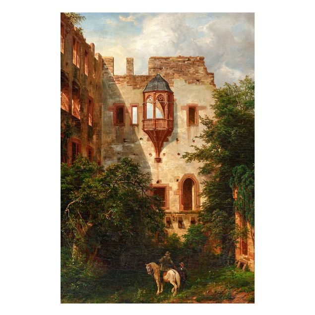 quadri con animali Carl Ludwig Fahrnbach - Nel cortile del castello di Heidelberg