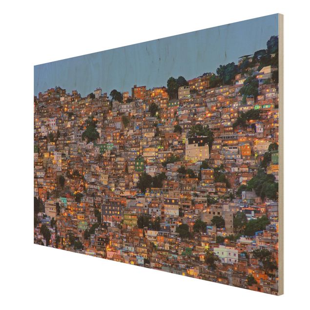 Quadro in legno - Rio De Janeiro favela Sunset - Orizzontale 3:2