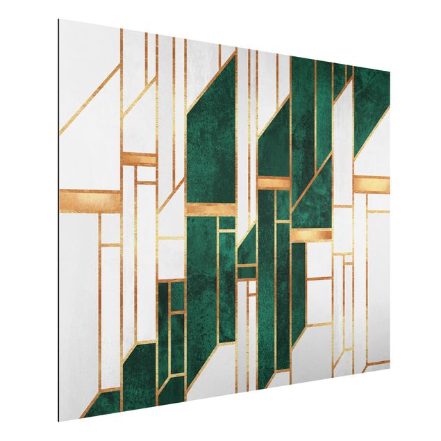 quadro astratto Geometria smeraldo e oro