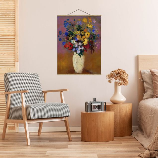 Foto su tessuto da parete con bastone - Odilon Redon - fiori in un vaso - Verticale 4:3