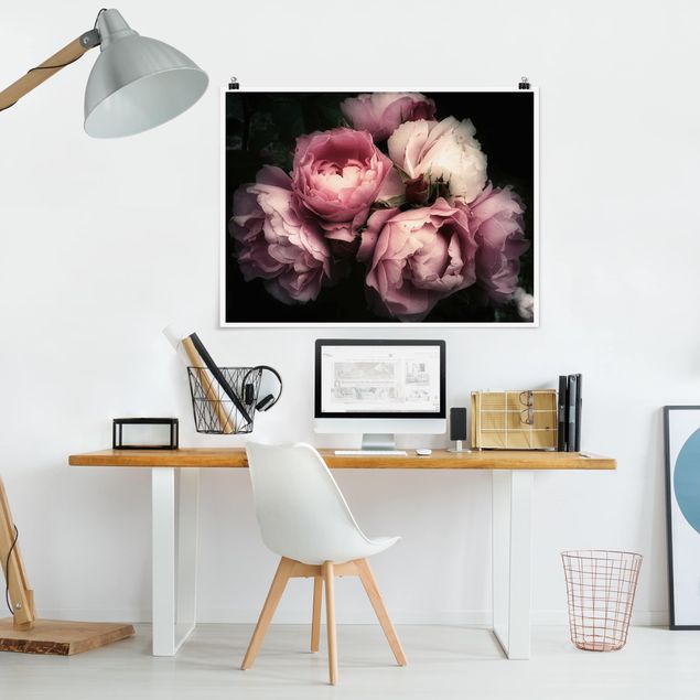 Poster - Peony In The Dark Shabby - Orizzontale 3:4