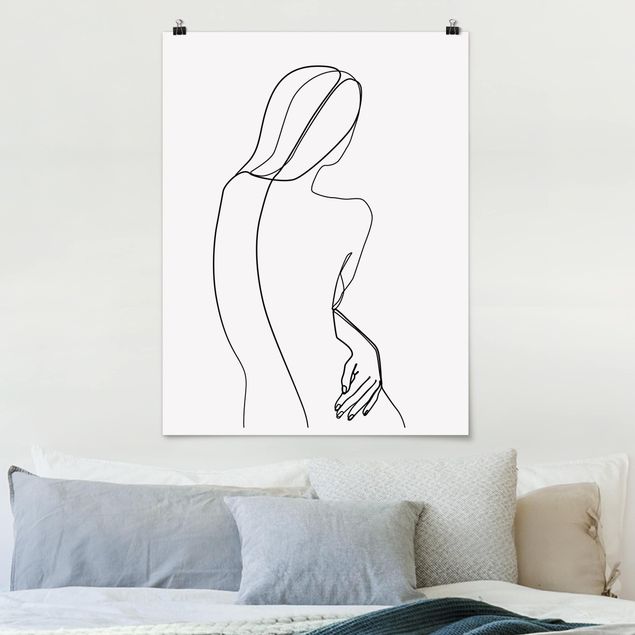 Poster Line Art Line Art - Donna di spalle Bianco e Nero