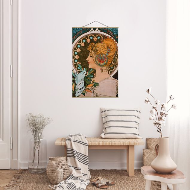 Foto su tessuto da parete con bastone - Alfons Mucha - Primavera - Verticale 3:2