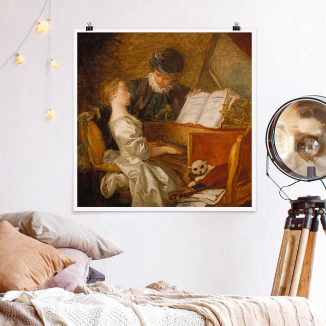 Poster - Jean Honoré Fragonard - The Piano Lesson - Quadrato 1:1