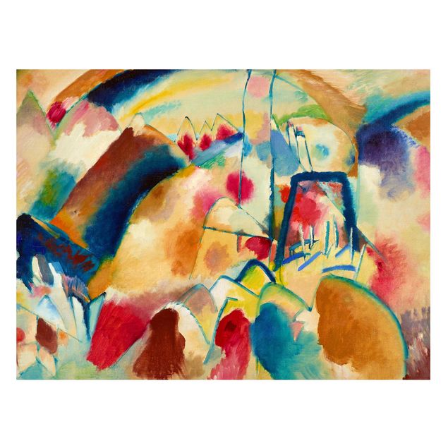 Lavagna magnetica per ufficio Wassily Kandinsky - Paesaggio con chiesa (Paesaggio con macchie rosse)