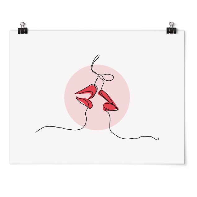Poster - Lips kiss Line Art - Orizzontale 3:4