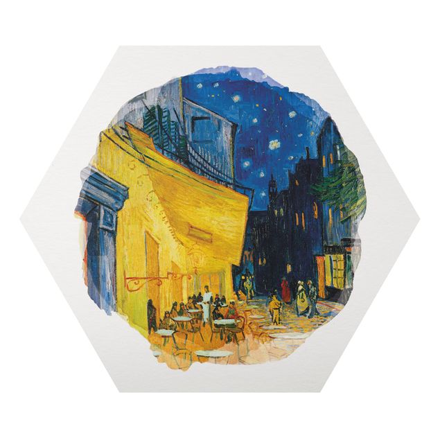 Esagono in Alluminio Dibond - Acquarelli - Vincent Van Gogh - Terrazza del caffe ad Arles