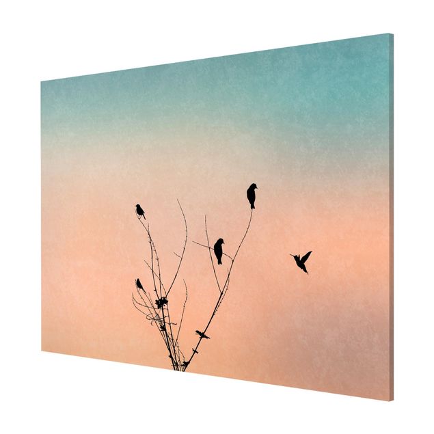 Lavagna magnetica - Uccelli davanti al sole rosa II