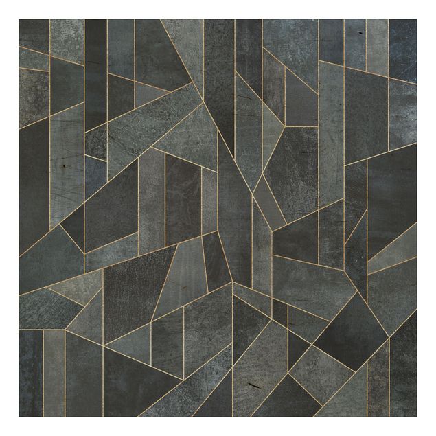 Stampa su legno - Blu Geometria Acquerello - Quadrato 1:1