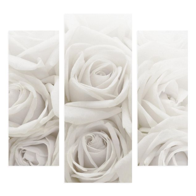 Stampa su tela 3 parti - White Roses - Trittico da galleria