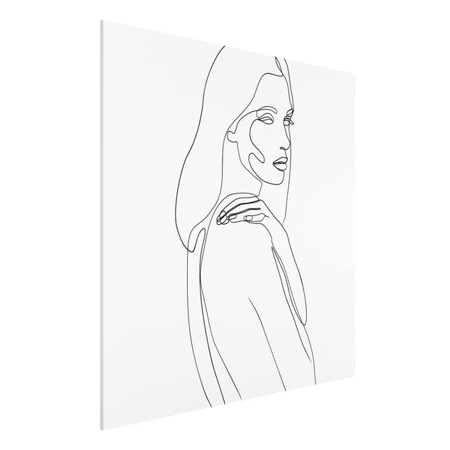 Stampa su Forex - Spalla di Line Art Woman Bianco e nero - Quadrato 1:1