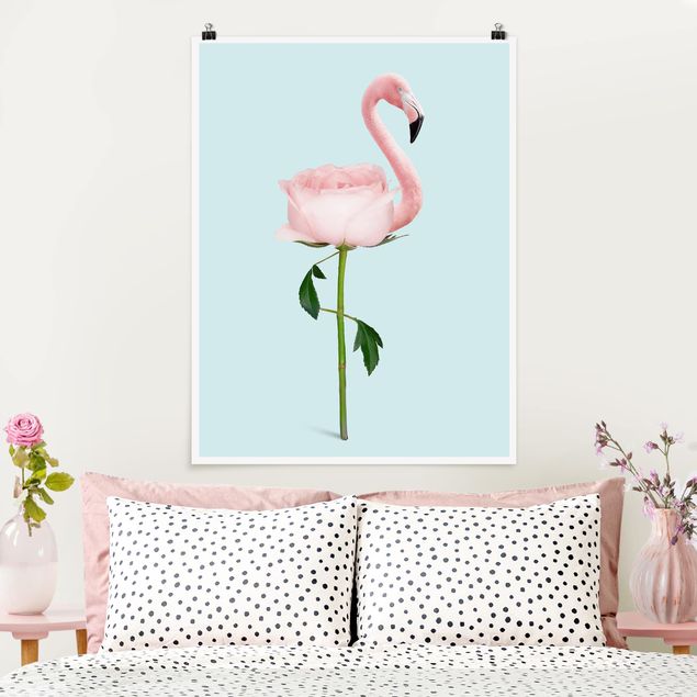 quadri con animali Fenicottero con rosa