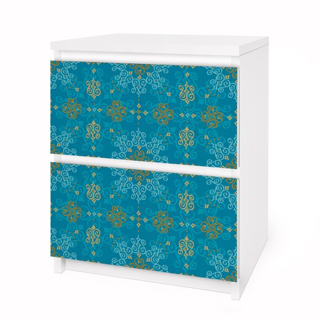 Carta adesiva per mobili IKEA - Malm Cassettiera 2xCassetti - Oriental Ornament Turquoise