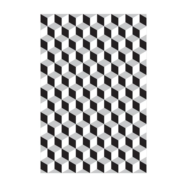 Tappeto bianco e nero moderno Mix di piastrelle geometriche Cubi Nero