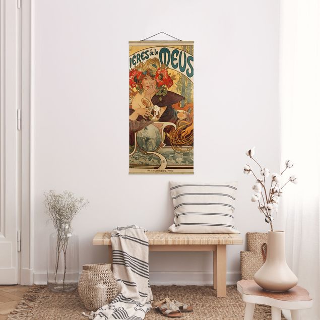 Quadro su tessuto con stecche per poster - Alfons Mucha - Poster For La Meuse Beer - Verticale 2:1