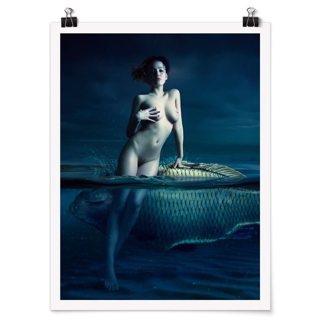 Poster - Nuda Con Pesce - Verticale 4:3