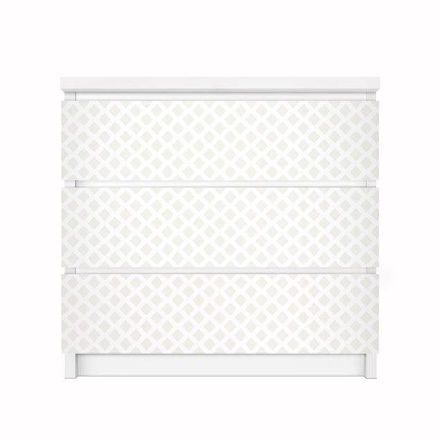 Carta adesiva per mobili IKEA Malm Cassettiera 3xCassetti - Diamond Lattice Light Beige