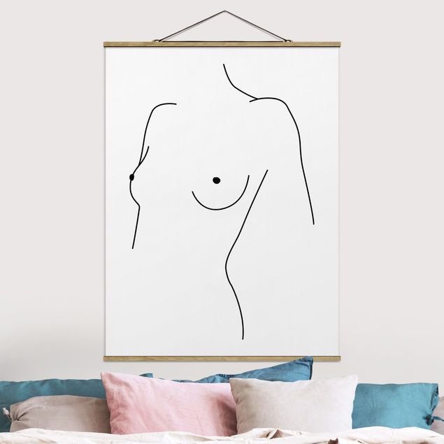 Quadri astratti Line Art - Nudo Busto Donna Bianco e Nero