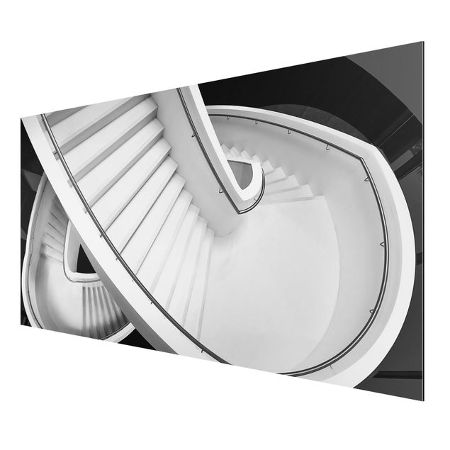 Stampa su alluminio - Architettura delle scale bianca e nera