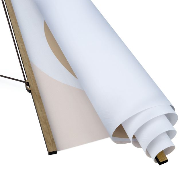 Quadro su tessuto con stecche per poster - Line art ritratto Donna grigio pastello - Verticale 2:1