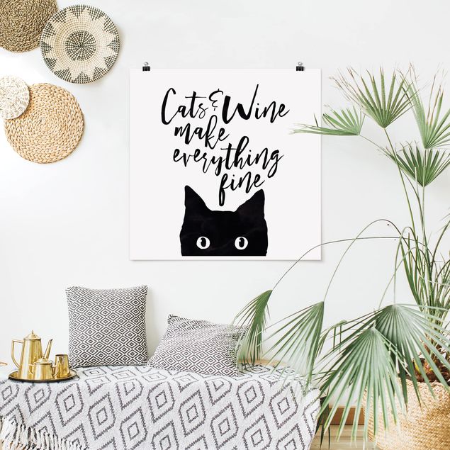 Poster - Gatti E Vino rendere tutto Belle - Quadrato 1:1