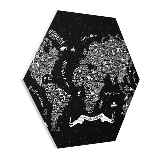 Esagono in forex - Tipografia Mappa del mondo nero
