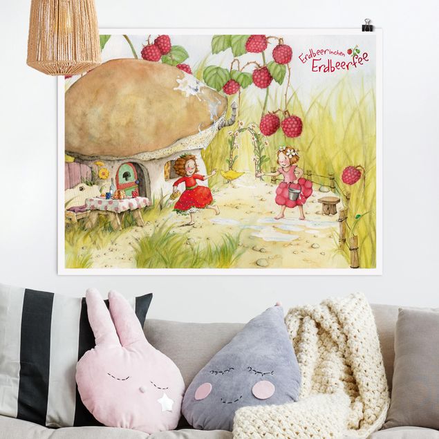 Poster illustrazioni The Strawberry Fairy - Sotto il cespuglio di lamponi