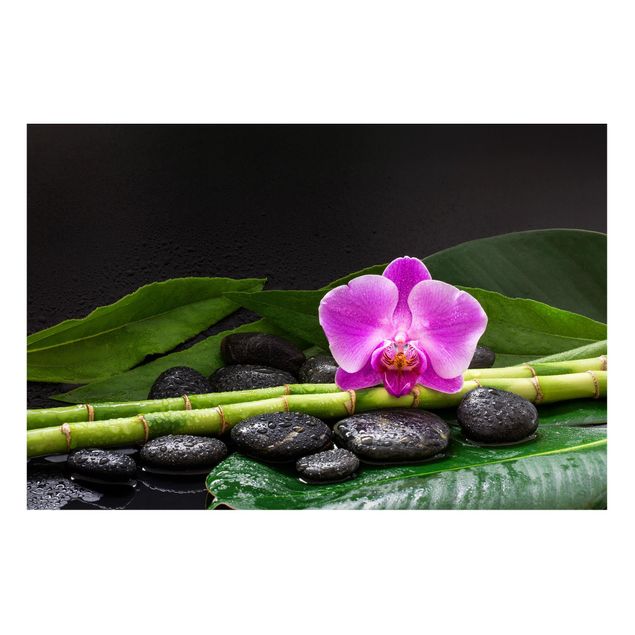 Lavagna magnetica - Green Bamboo Con L'orchidea Blossom - Formato orizzontale 3:2