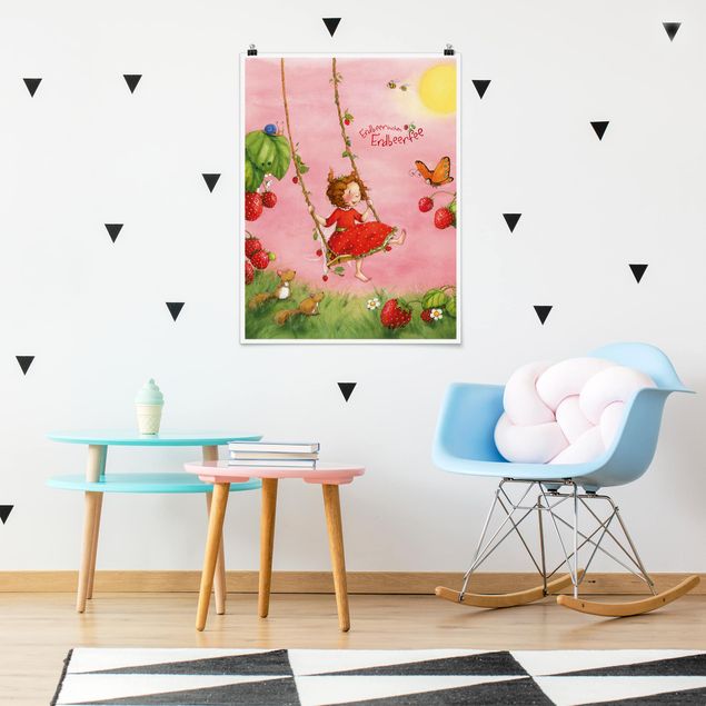 Poster cameretta bambini animali The Strawberry Fairy - L'altalena dell'albero