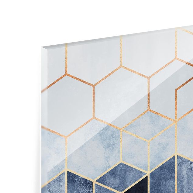Paraschizzi in vetro - Golden Hexagons Blue White