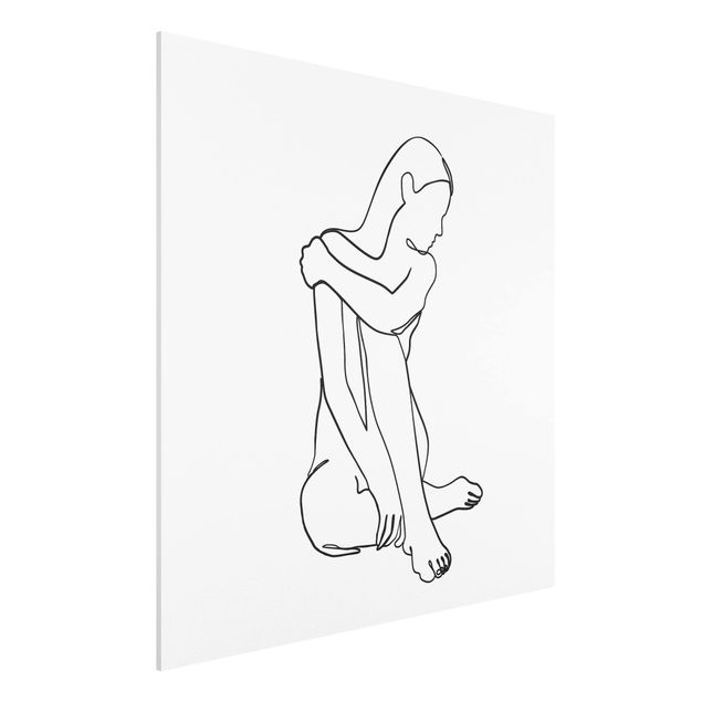 Stampa su Forex - Line Art Nudo donna Bianco e nero - Quadrato 1:1