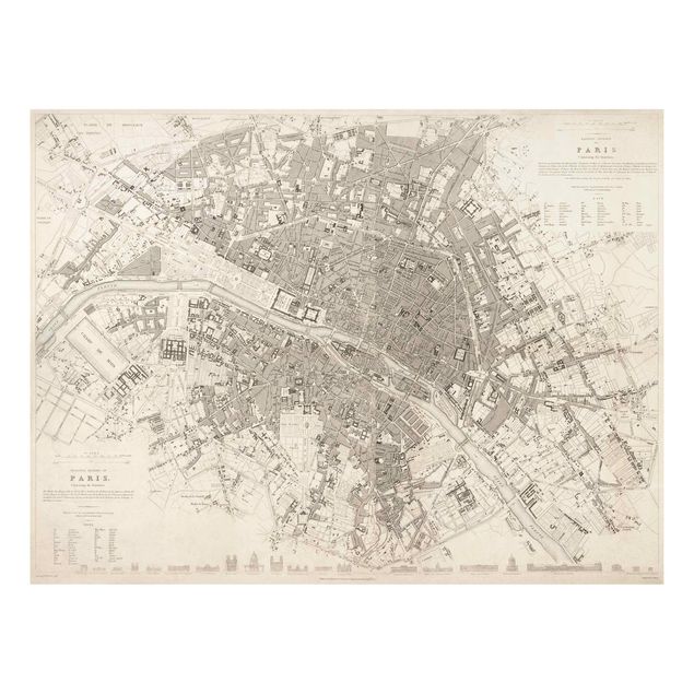 Stampa su Forex - Vintage mappa di Parigi - Orizzontale 3:4