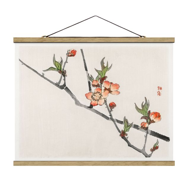 Foto su tessuto da parete con bastone - Asian Vintage Disegno Cherry Blossom Branch - Orizzontale 3:4