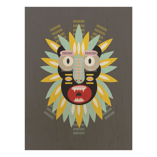 Stampa su legno - Collage Mask Ethnic - King Kong - Verticale 4:3