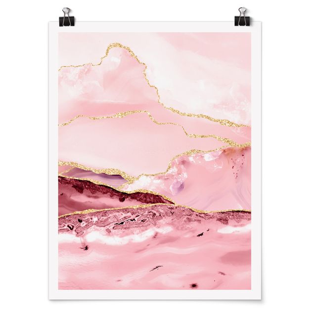 Poster - Estratto Monti rosa con Golden Lines - Verticale 4:3