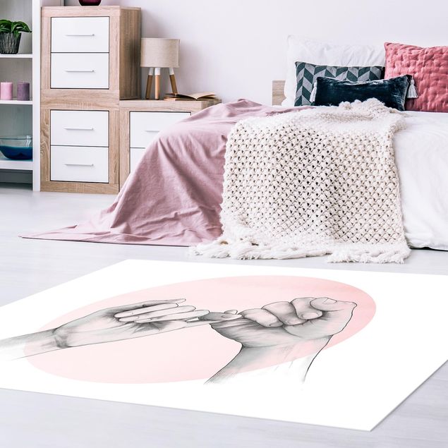 Tappeti moderni soggiorno Illustrazione - Mani Cerchio dell'Amicizia Rosa Bianco