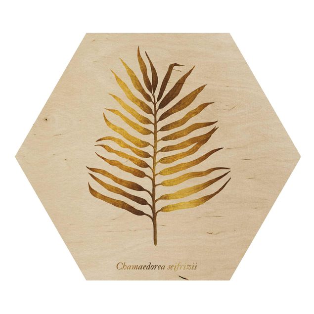 Esagono in legno - Gold - Palm Leaf II