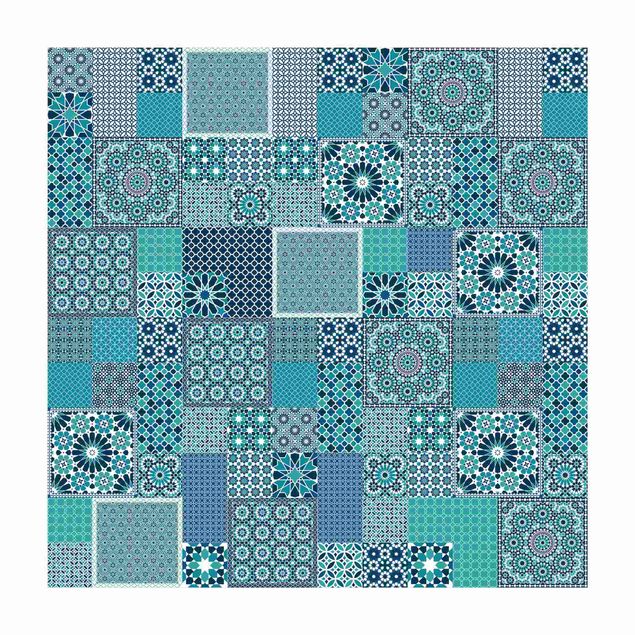 Tappeti effetto piastrelle Piastrelle mosaico marocchino blu turchese