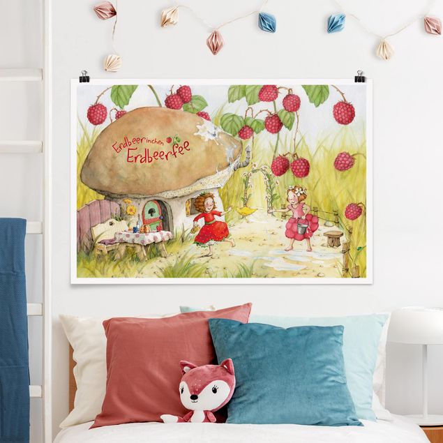 Poster illustrazioni The Strawberry Fairy - Sotto il cespuglio di lamponi