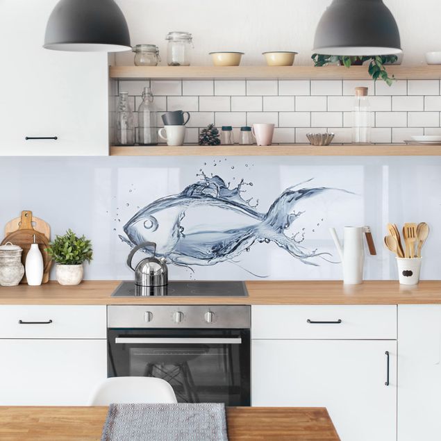 Rivestimenti cucina adesivi Pesce d'argento liquido II