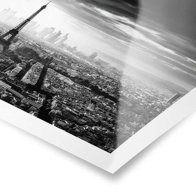 Poster - La Torre Eiffel From Above Bianco e nero - Orizzontale 2:3