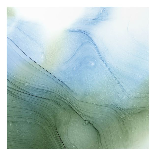 Paraschizzi in vetro - Mélange di verde muschio con blu - Quadrato 1:1
