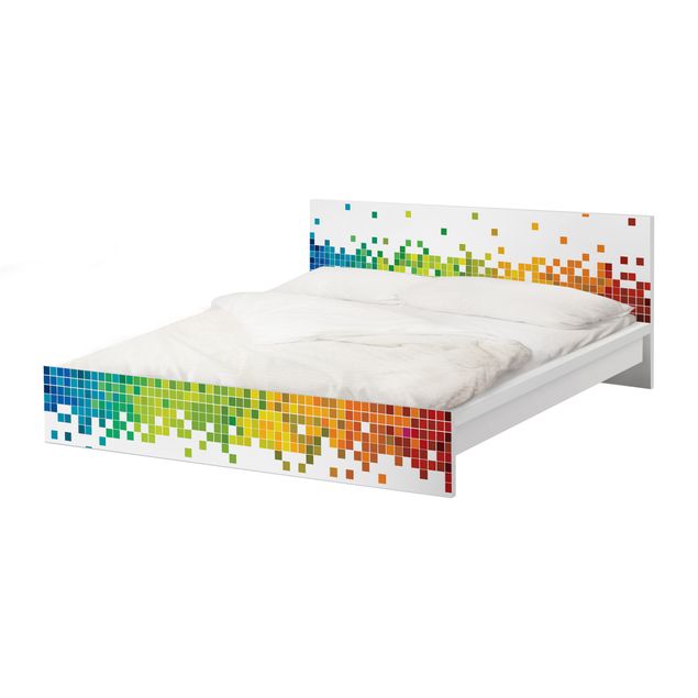 Carta adesiva per mobili IKEA - Malm Letto basso 180x200cm Pixel Rainbow