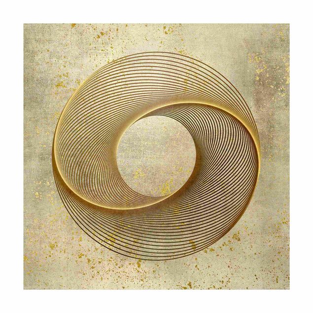 Tappeti grandi Line Art Spirale circolare Oro