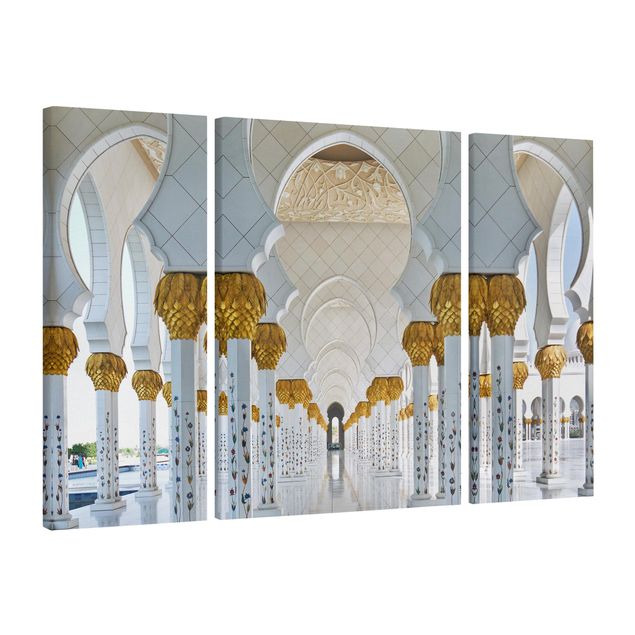 Stampa su tela 3 parti - Mosque In Abu Dhabi - Trittico
