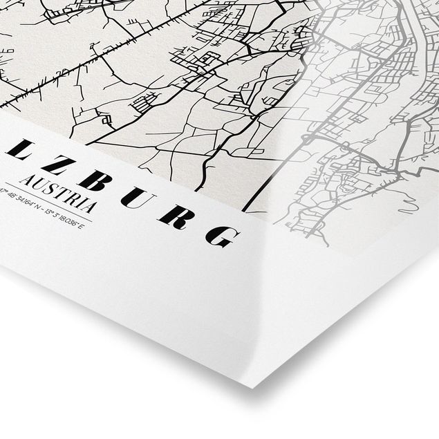 Poster - Mappa Salisburgo - Classic - Verticale 4:3