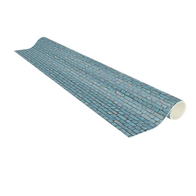 Tappeto effetto 3d Carta da parati effetto mattoni e piastrelle in blu turchese