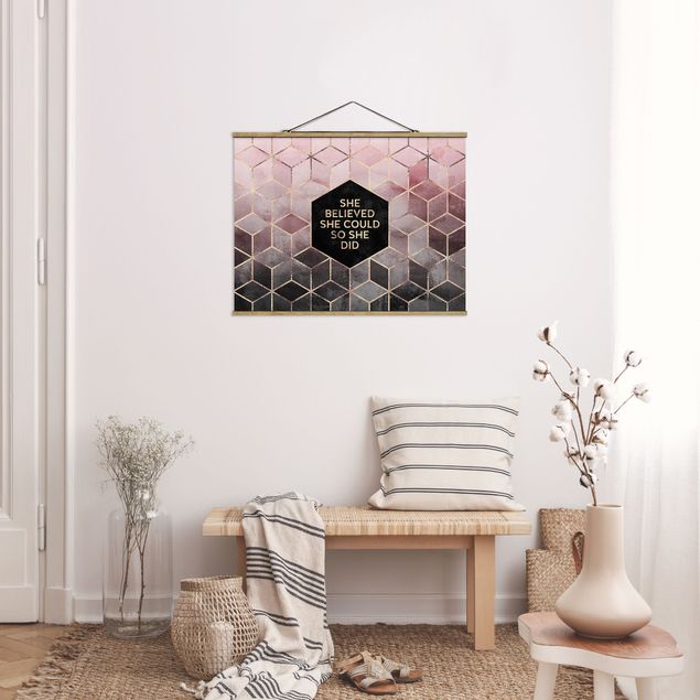 Foto su tessuto da parete con bastone - Elisabeth Fredriksson - Ha creduto che potesse in oro rosa - Orizzontale 3:4
