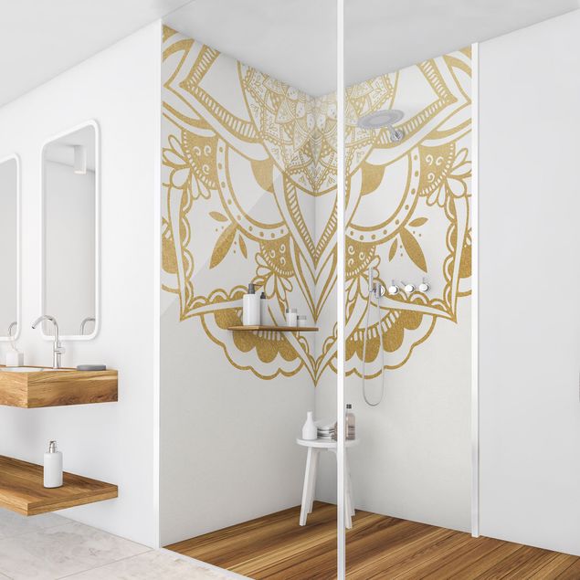 Rivestimenti per doccia disegni Mandala Fiore Semicerchio Oro Bianco